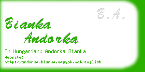 bianka andorka business card